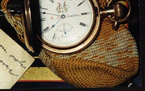 [Photo: George M.
Hoover's watch, hand painted by him with his name and Dodge City, Kans.
All rights reserved, FCHS.]