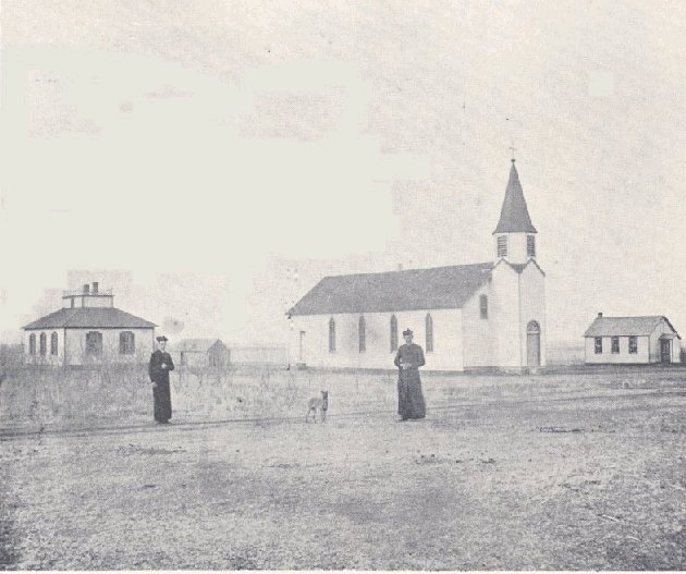 [Photograph: The second Immaculate Heart of Mary Parish, Windthorst, Kansas, in circa 1892 photograph.]