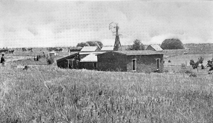[photograph: The old Burrell farm and sod dwelling of olden days. Located 12 miles southwest of Dodge City]