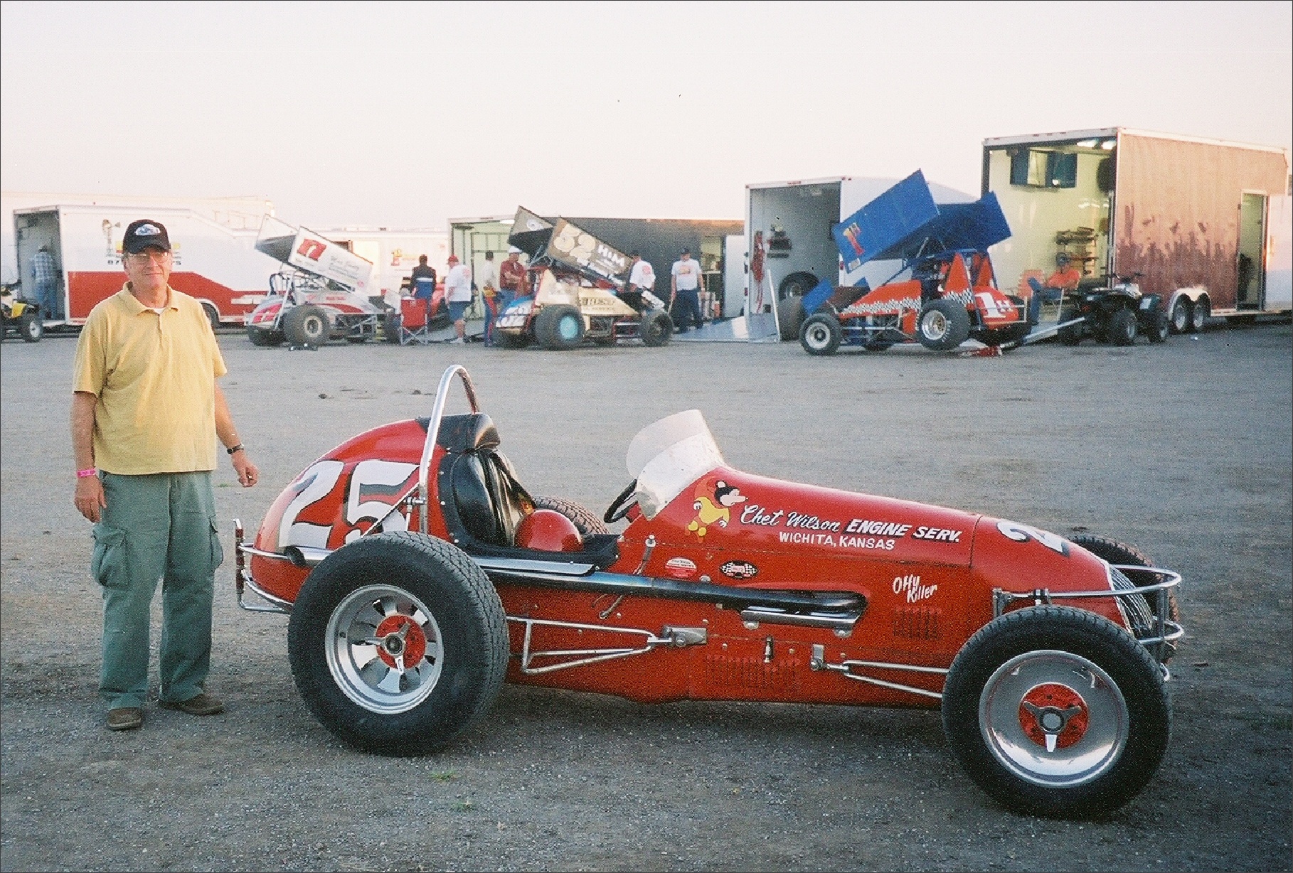 [photograph: Offy Killer, No. 25 Sprint Car Jetmore Motorplex,  Evert Issac Memorial Vintage Car Race, July 30, 2005, Jetmore, KS, with George Laughead.]